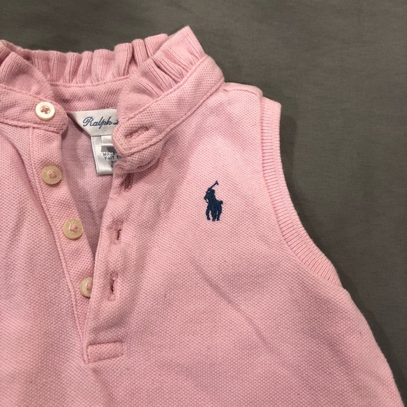 COPY - Baby Girl Pink Ralph Lauren Ruffle Collar Dress With Bumper Size 9 Months - Picture 4 of 12